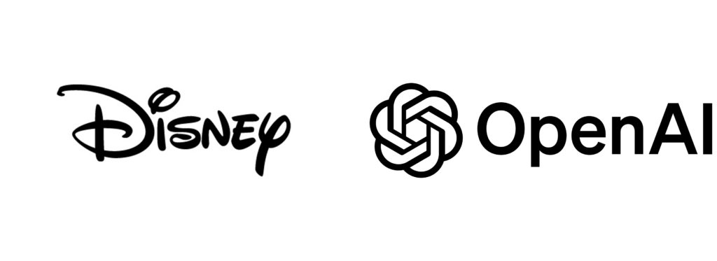 디즈니와 오픈AI의 전략적 파트너십 및 10억 달러 투자 체결을 나타내는 이미지