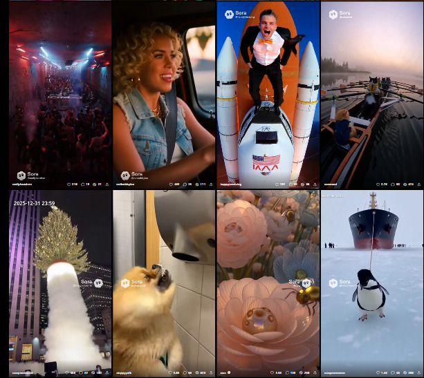 디즈니가 빗장을 풀었다? AI와 손잡고 그리는 새로운 세계관 10 오픈AI의 동영상 생성 AI 모델 소라(Sora) 공식 웹사이트의 고품질 영상 생성 화면