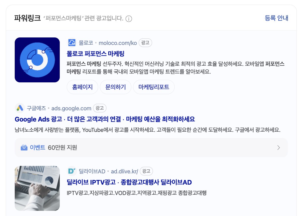 나는 어떤 마케터일까? <퍼스널 마케터 테스트> 23 퍼포먼스 마케팅 예시 : 검색 광고