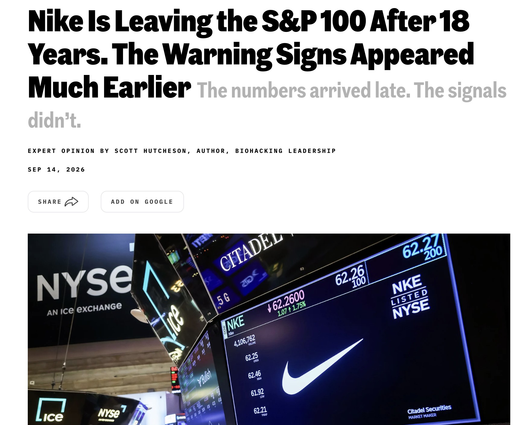 나이키 주가 하락 이유, 범인은 마케팅 | 성과 예산이 브랜드를 태웠다 13 Nike Is Leaving the S&P 100 - Inc.com
